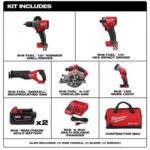Milwaukee M18 FUEL Cordless Brushless 5 Tool Combo Kit - Image 8