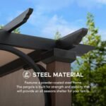 Sunjoy 11 x 11 ft Metal Pergola with Adjustable Tan Garden Shade - Image 5