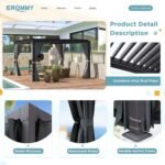 EROMMY 10 ft. W x 10 ft. D Outdoor Louvered Pergola - Image 4