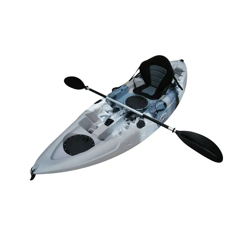 788 Brooklyn Kayak UH-FK184-GRY 9 ft. 2 in. Sit on Top Single Fishing Kayak Seat And Paddle - Grey Camo - Image 1