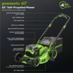 Greenworks Pro 60V 22" Cordless Self-Propelled Push Lawn Mower - Image 3
