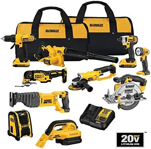 DEWALT 20V MAX Power Tool Combo Kit, 10-Tool Cordless Power Tool Set with 2 Batteries and Charger (DCK1020D2)