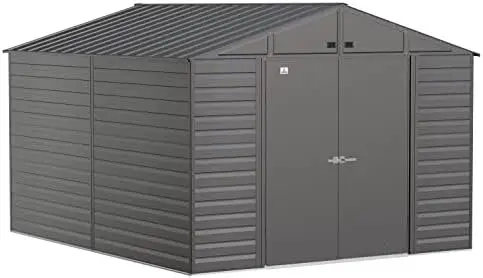 Arrow Select 10' x 12' Outdoor Lockable Steel Storage Shed Building, Charcoal