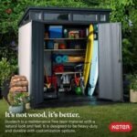 Keter Outdoor Storage Shed, for House, Patio & Yard, Plastic Resin, Artisan, 7x7 Ft, Gray - Image 2