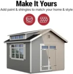 Handy Home Products Windemere 10x12 Do-it-Yourself Wooden Storage Shed with Floor, Beige - Image 5