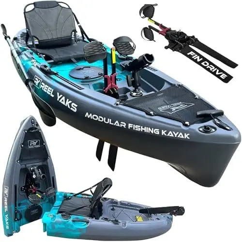 B0BZNBQQXP-0-1755896187413 Reel Yaks Raptor Modular Fishing Kayak - 9.5ft Lightweight Sit On Top Kayak for Adults & Youth - Stable & Portable, Ideal Space-Saving Design for Travel - 380lbs Capacity - Image 1