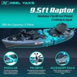 Reel Yaks Raptor Modular Fishing Kayak - 9.5ft Lightweight Sit On Top Kayak for Adults & Youth - Stable & Portable, Ideal Space-Saving Design for Travel - 380lbs Capacity - Image 2