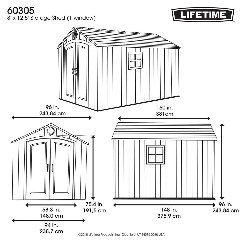 Lifetime 8 Ft. X 12.5 Ft. Outdoor Storage Shed - 60305 - Image 4