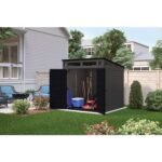 Suncast Modernist 7 ft. x 7 ft. Resin Vertical Pent Storage Shed with Floor Kit - Image 8