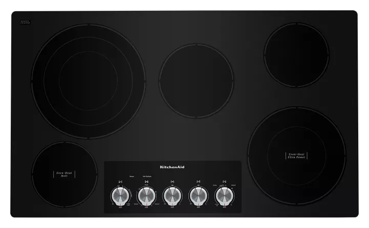 KitchenAid 36" Electric Cooktop with 5 Elements and Knob Controls